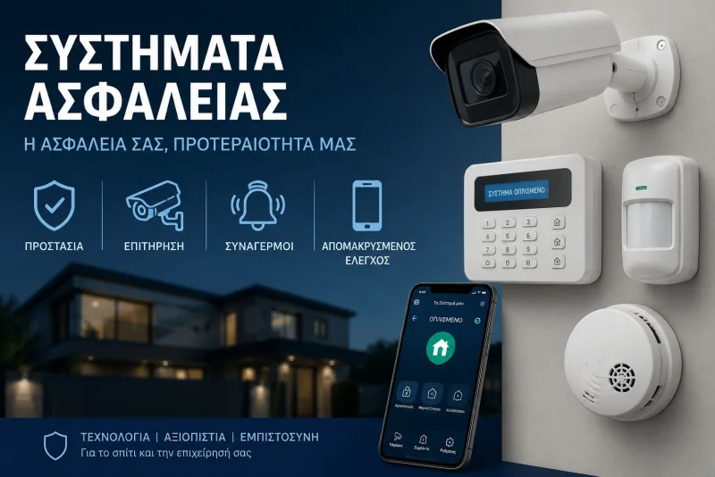Σύστημα ασφαλείας με κάμερα, πληκτρολόγιο συναγερμού και αισθητήρες